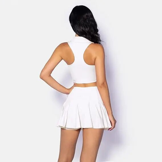 Naiste hingavad golfirõivad, tennisespordikomplektid, lühikesed 2-ühes seelikukomplektid treeningriided Solid Fitness Yoga T-särk