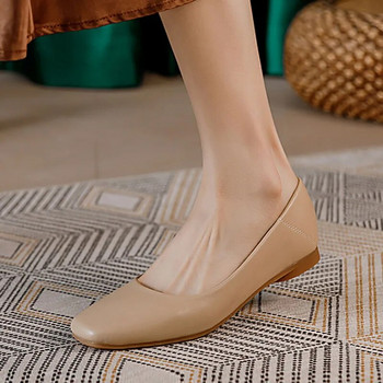 Дамски обувки с равни обувки с квадратни пръсти Кожени обувки Оксфорд за дамски обувки с равни обувки Удобни плитки Zapatos Mujer 1225N