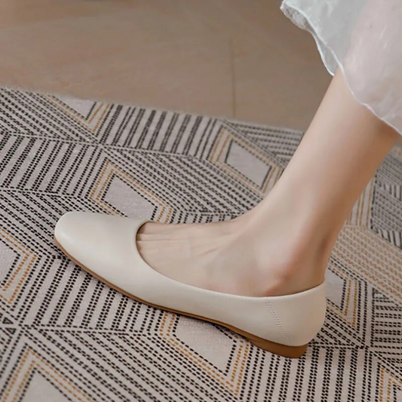 Sieviešu plakanās kvadrātveida laivas kurpes Oksfordas ādas apavi sievietēm Slip on flat kurpes Ērti sekli Zapatos Mujer 1225N