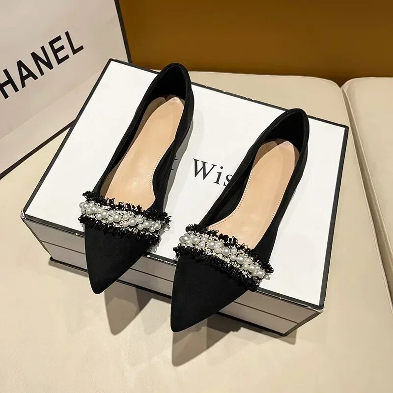 Първокласни дамски помпи Обувки с приплъзване на нисък ток за момичета Елегантни балетни обувки Офис дамски кожени мокасини 2023 г. Мокасини