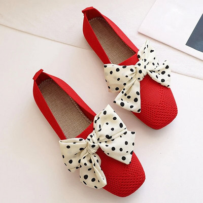 2023 Mesh Flat Breathable Ballet Women Loafers με τετράγωνα δάχτυλα άνοιξη μονόχρωμο ρηχό αθλητικό παπούτσια οδήγησης πλεκτά παπούτσια για σκάφος Μοκασίνι