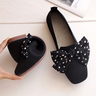 2023 Mesh Flat Breathable Ballet Women Loafers με τετράγωνα δάχτυλα άνοιξη μονόχρωμο ρηχό αθλητικό παπούτσια οδήγησης πλεκτά παπούτσια για σκάφος Μοκασίνι