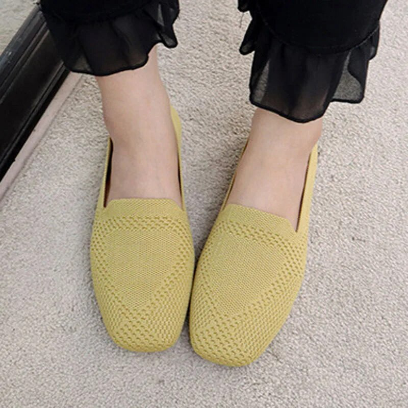 2023. gads. tīkla, plakana, elpojoša baleta sieviešu kvadrātveida purngalu kurpes pavasarīgi vienkrāsaini, sekla braukšanas kedas trikotāžas laivu apavi Mokasīns