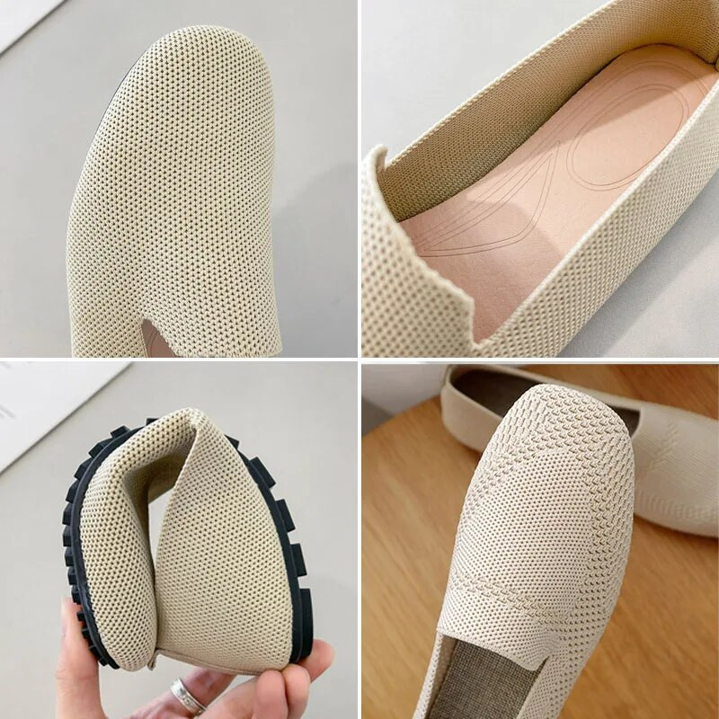2023. gads. tīkla, plakana, elpojoša baleta sieviešu kvadrātveida purngalu kurpes pavasarīgi vienkrāsaini, sekla braukšanas kedas trikotāžas laivu apavi Mokasīns