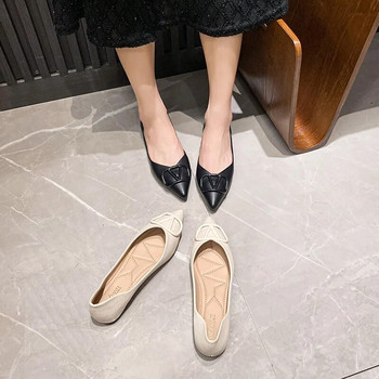 Плоски обувки Дамски плоски 2024 Лято Нова мода Темперамент Популярни меки кожени обувки с черпак Големи размери Дамски обувки 41-43