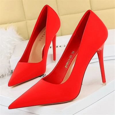 2023 Γυναικείες 7,5cm 10,5cm Ψηλοτάκουνα Scarpins Pumps Lady Plus Size Πράσινο Μωβ Φετίχ Γάμος Νυφικά Χαμηλά Τακούνια Μεταξωτά Σατέν Παπούτσια