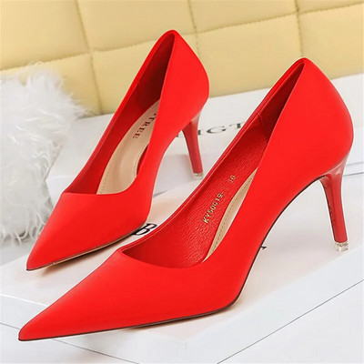 2023 Γυναικείες 7,5cm 10,5cm Ψηλοτάκουνα Scarpins Pumps Lady Plus Size Πράσινο Μωβ Φετίχ Γάμος Νυφικά Χαμηλά Τακούνια Μεταξωτά Σατέν Παπούτσια