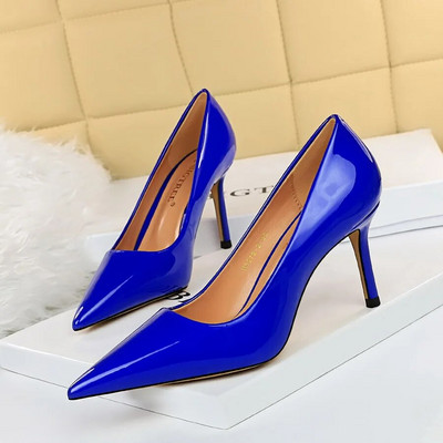2023 Γυναικείες 7,5cm 10,5cm Ψηλοτάκουνα Scarpins Pumps Lady Plus Size Πράσινο Μωβ Φετίχ Γάμος Νυφικά Χαμηλά Τακούνια Μεταξωτά Σατέν Παπούτσια