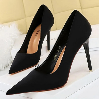 2023 Γυναικείες 7,5cm 10,5cm Ψηλοτάκουνα Scarpins Pumps Lady Plus Size Πράσινο Μωβ Φετίχ Γάμος Νυφικά Χαμηλά Τακούνια Μεταξωτά Σατέν Παπούτσια