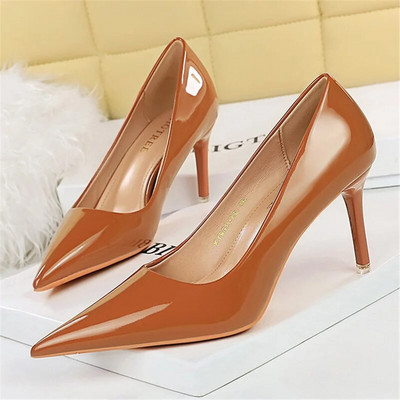 2023 Γυναικείες 7,5cm 10,5cm Ψηλοτάκουνα Scarpins Pumps Lady Plus Size Πράσινο Μωβ Φετίχ Γάμος Νυφικά Χαμηλά Τακούνια Μεταξωτά Σατέν Παπούτσια