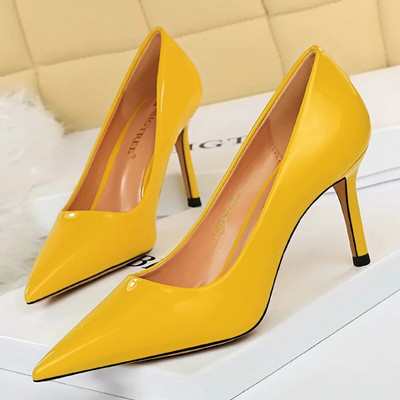 2023 Γυναικείες 7,5cm 10,5cm Ψηλοτάκουνα Scarpins Pumps Lady Plus Size Πράσινο Μωβ Φετίχ Γάμος Νυφικά Χαμηλά Τακούνια Μεταξωτά Σατέν Παπούτσια