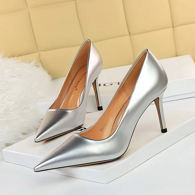 2023 Γυναικείες 7,5cm 10,5cm Ψηλοτάκουνα Scarpins Pumps Lady Plus Size Πράσινο Μωβ Φετίχ Γάμος Νυφικά Χαμηλά Τακούνια Μεταξωτά Σατέν Παπούτσια