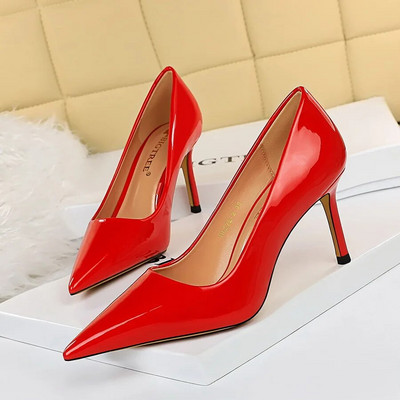 2023 Γυναικείες 7,5cm 10,5cm Ψηλοτάκουνα Scarpins Pumps Lady Plus Size Πράσινο Μωβ Φετίχ Γάμος Νυφικά Χαμηλά Τακούνια Μεταξωτά Σατέν Παπούτσια
