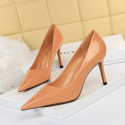 2023 Γυναικείες 7,5cm 10,5cm Ψηλοτάκουνα Scarpins Pumps Lady Plus Size Πράσινο Μωβ Φετίχ Γάμος Νυφικά Χαμηλά Τακούνια Μεταξωτά Σατέν Παπούτσια