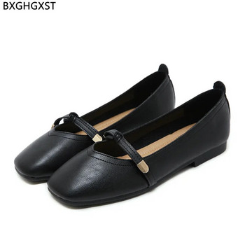 Дамски обувки с равни обувки 2023 Мокасини Кожени ежедневни обувки Дамски черни боси обувки Женски Chaussure Femme Zapatos Planos
