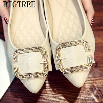 Кожени обувки Дамски бели пролетни обувки Дамски обувки тип лодка Дамски модни черни равни обувки Sepatu Wanita Korea Zapatos Comodos De Mujer