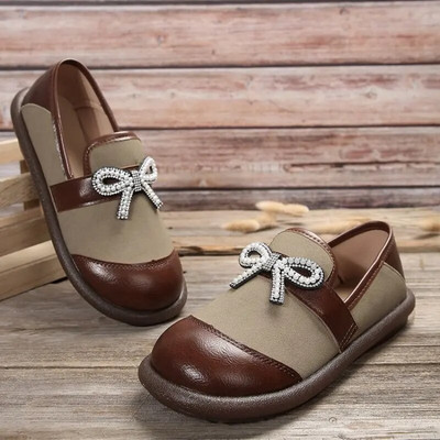 Кожени дамски равни мързеливи ежедневни обувки Дамски равни обувки Дамски ръчно изработени кожени обувки Дамска пролетна мода прости плюс размер 41 нови