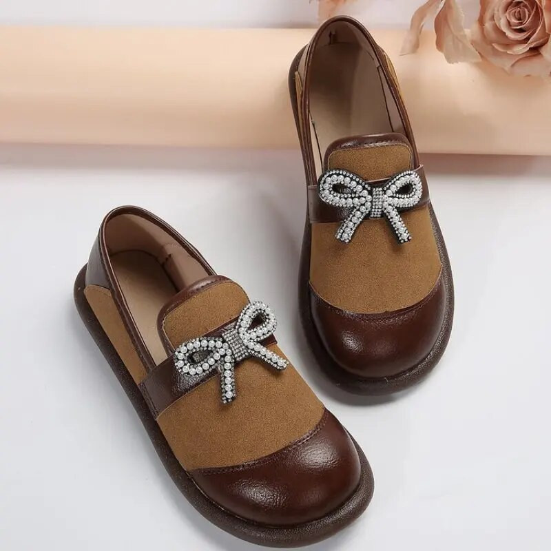 Ādas sieviešu apavi, slinki ikdienas apavi Sieviešu plakani apavi Sieviešu rokām gatavoti ādas apavi sievietēm pavasara mode, vienkārša Plus Siz 41 jauns