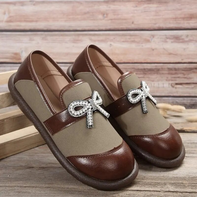 Ādas sieviešu apavi, slinki ikdienas apavi Sieviešu plakani apavi Sieviešu rokām gatavoti ādas apavi sievietēm pavasara mode, vienkārša Plus Siz 41 jauns