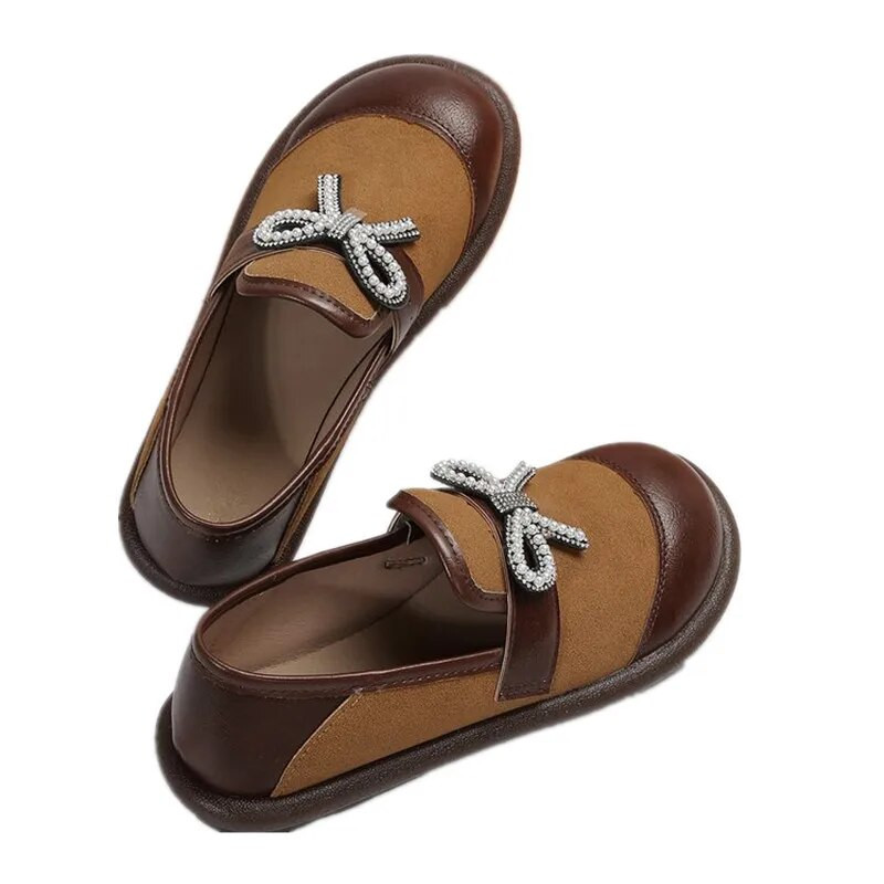 Ādas sieviešu apavi, slinki ikdienas apavi Sieviešu plakani apavi Sieviešu rokām gatavoti ādas apavi sievietēm pavasara mode, vienkārša Plus Siz 41 jauns