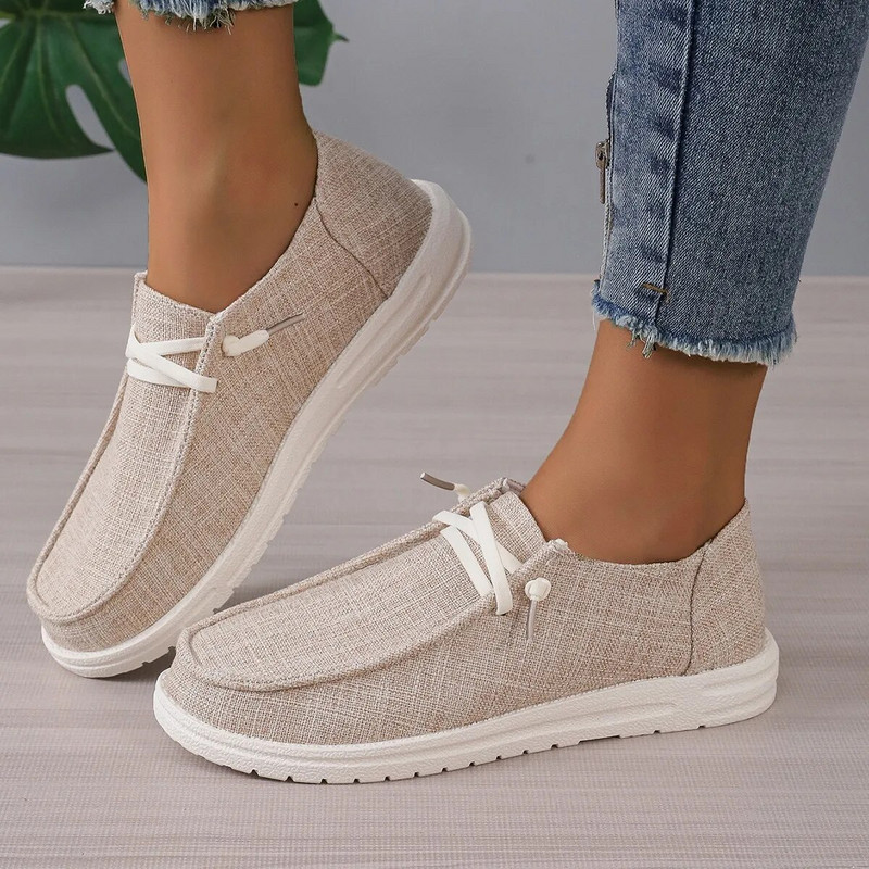 Jaunas modes sieviešu vulkanizētas kurpes Sieviešu ikdienas dzīvokļi Ērti slīdoši kurpes Ērtas āra sporta kedas