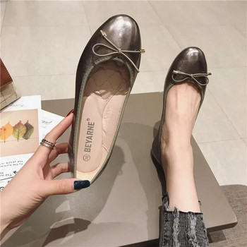 Равни обувки Дамски плоски обувки Пролет/есен Кръгъл лък Единични обувки с плоска подметка за дамски обувки Мода Zapatos Mujer Comodos Modernos