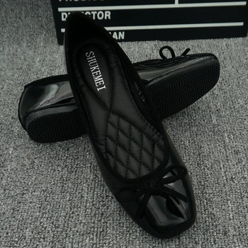 Дамски обувки Лачени плоски обувки с квадратни пръсти Дамски балетни обувки Плитки обувки тип лодка Корейски стил 2023 Пролет Есен Мокасини