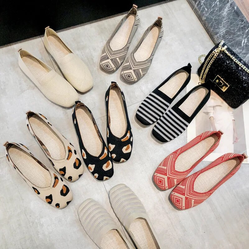 35-42 Sieviešu plakanie apavi Pavasaris Rudens Sieviešu Tīkla apavi Mujer Loafers Slip-On Svītrains, mīksts dibens Zapatos elpojoši apavi 3