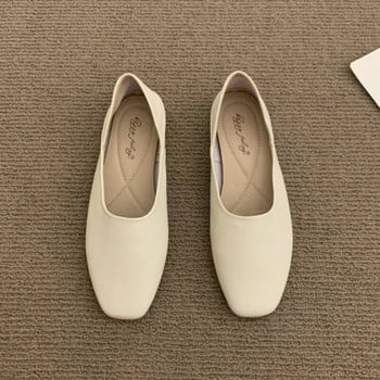2023 Γυναικεία Flat Square Boat Shoes Candy Color Slip on Flat Shoes Woman Loafes Μαύρα Shallow Concise Sneakers Φθινόπωρο 1487C