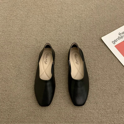 2023 Γυναικεία Flat Square Boat Shoes Candy Color Slip on Flat Shoes Woman Loafes Μαύρα Shallow Concise Sneakers Φθινόπωρο 1487C
