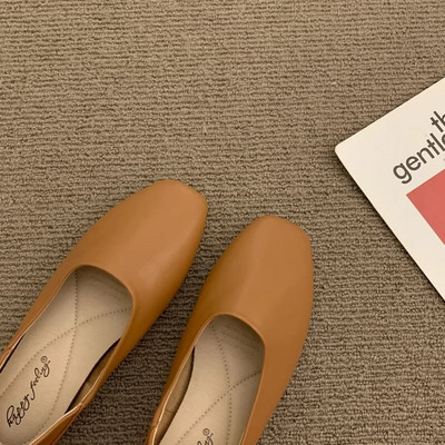 2023 Γυναικεία Flat Square Boat Shoes Candy Color Slip on Flat Shoes Woman Loafes Μαύρα Shallow Concise Sneakers Φθινόπωρο 1487C