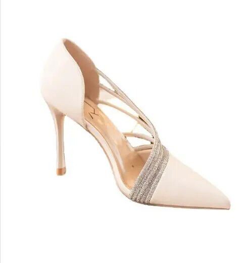 Jaunas rudens pumpas Elegantas sieviešu vakara ballītes augstpapēžu kurpes sievietēm, kas vērstas uz melnu zamšādas siksnu