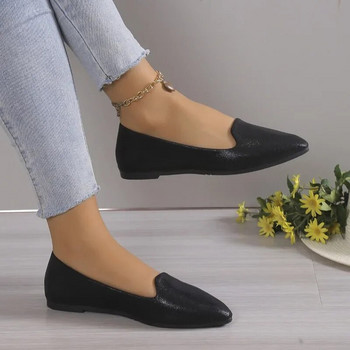 2024 Дамски равни обувки Модни мокасини с приплъзване Дишащи еластични балетни обувки Плитки равни дамски обувки с меко дъно с остри пръсти 43