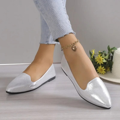 2024 Γυναικεία φλατ Μόδα slip on Loafers Αναπνεύσιμο Stretch Μπαλέτο Ρηχά Flats Γυναικεία παπούτσια για βάρκα με μαλακό κάτω μέρος 43