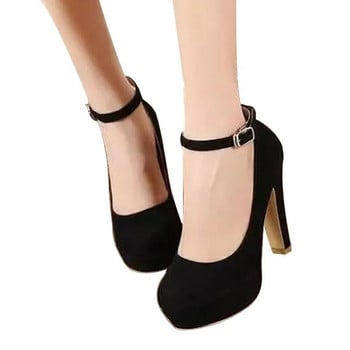 2023 Дамски обувки на висок ток Пролетни нови работни обувки с дебел ток Универсални обувки на висок ток Черни модни дамски обувки Zapatos Mujer
