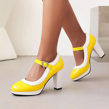 Γυναικεία παπούτσια με τακούνια Γυναικεία μικτά χρώματα Πλατφόρμα Pumps Shallow Mouth Στρογγυλά παπούτσια για γυναίκα Mary Jane ψηλοτάκουνα παπούτσια