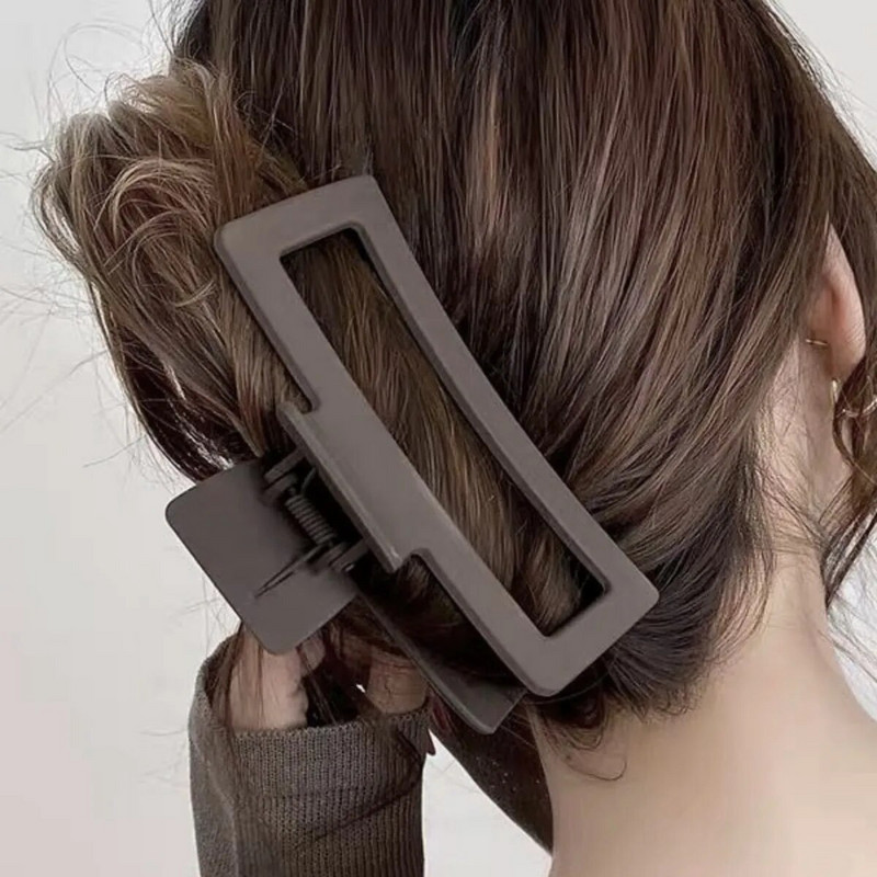 5,11 collu lielas kvadrātveida matu spīles, matētas matētas tekstūras plastmasas cietas stieņa spailes bieziem gariem matiem Sieviešu matu aksesuāri