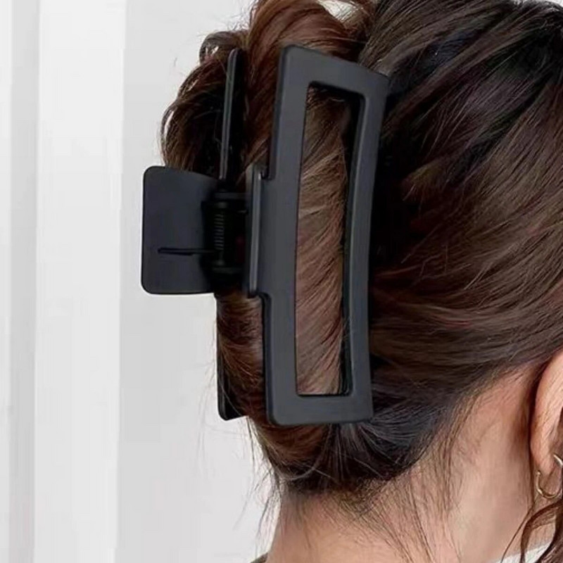 5,11 collu lielas kvadrātveida matu spīles, matētas matētas tekstūras plastmasas cietas stieņa spailes bieziem gariem matiem Sieviešu matu aksesuāri