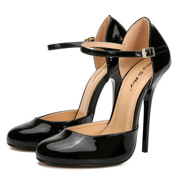 Hey Si Mey Помпи с висок ток Модни червени черни дамски сандали на ток D\'Orsay Голям размер 45 48 Пролет Лято Офис парти обувки Дамски