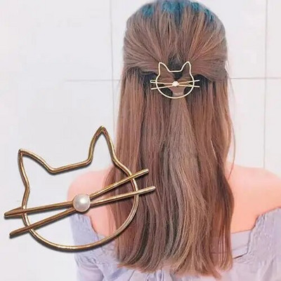 Agrafă de păr din frunze de metal de modă Agrafe de agrafă Agrafă de păr Gheare de păr Femei Fete Trend Charm Luna Triunghi rotund
