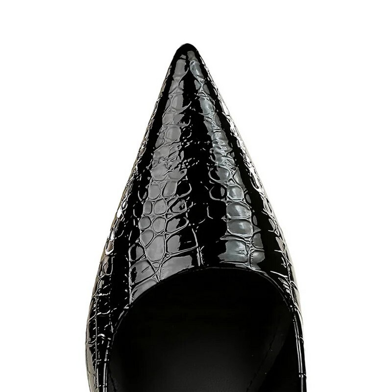 Sieviešu 10 cm augstpapēžu kurpes Stiletto pumpas ar smailu purngalu, zaļas, kailpapēžu kurpes Biroja dāmu serpentīna lakādas kāzu ballīšu izlaiduma apavi