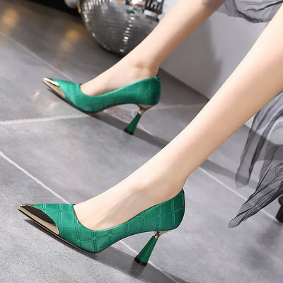 2022 New Woman Pink Pumps Luxury Designer Stiletto Shallow Mouth Μονό Παπούτσια Ψηλοτάκουνα Γυναικεία Πράσινα παπούτσια για πάρτι