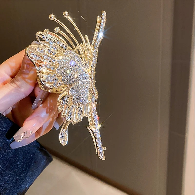 FANYIN Metāla tauriņu matu sprādze sievietēm jaunākā nišas dizaina satveršanas mape haizivs matu sprādze sievietēm