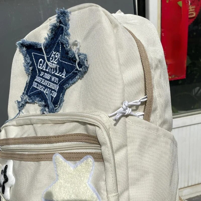 Vintage Fashion džinsa burtu mugursomas Sweet Casual korejiešu skolas soma Y2k estētiska kontrasta krāsa All Match mugursoma sievietēm