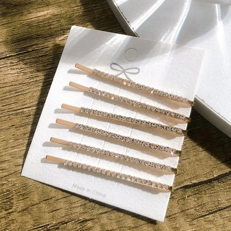 Spīdīgi Rhinestone Metāla matu sprādzes Sievietēm Mode Vienkārša Zelta Sudraba Krāsa Matu sprādzes Meiteņu Matu Aksesuāri Matu Spraudītes Rotaslietas