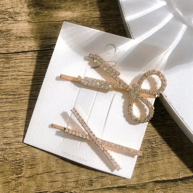 Spīdīgi Rhinestone Metāla matu sprādzes Sievietēm Mode Vienkārša Zelta Sudraba Krāsa Matu sprādzes Meiteņu Matu Aksesuāri Matu Spraudītes Rotaslietas