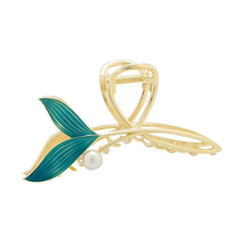 Vaļa astes matu spīle Pērļu haizivs galvassega Vintage zirgaste nagi Moderna matu sprādze meitenei Jauki matu aksesuāri