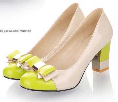 Hot 2023 Candy Color Γυναικεία παπούτσια για άντληση Παπούτσια με ρηχά μπλοκ ψηλοτάκουνα φόρεμα Αντλία φόρεμα Γλυκό παπιγιόν ροζ γαμήλια γυναικεία παπούτσια εργασίας