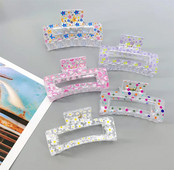 New Women Print Flower Hair Claw Tough Πολύχρωμο πλαστικό κλιπ μαλλιών μεγάλου μεγέθους Σφιγκτήρες μαλλιών Καβούρι φουρκέτα Αξεσουάρ μαλλιών Δώρο για κορίτσι