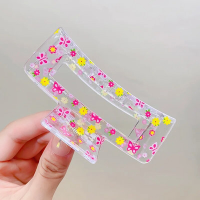 New Women Print Flower Hair Claw Tough Πολύχρωμο πλαστικό κλιπ μαλλιών μεγάλου μεγέθους Σφιγκτήρες μαλλιών Καβούρι φουρκέτα Αξεσουάρ μαλλιών Δώρο για κορίτσι